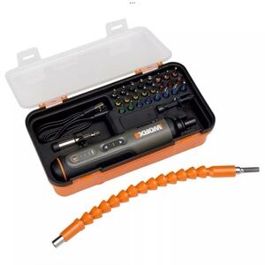 Worx 4-Volt Cordless Screwdriver w/26 Bits, Case & Flex Extender